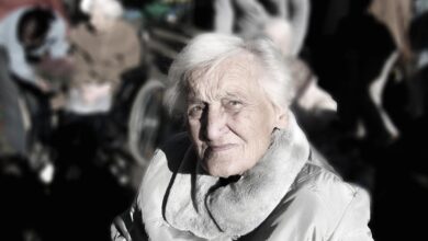 old woman in bed