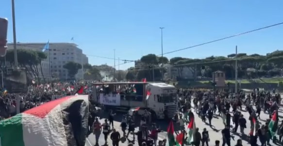 milijonski protesti v rimu podpora palestini se sprevrze v nasilje video 68e25ddff2c41 1759665631