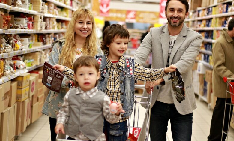 at the checkout in the store